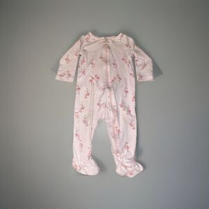 Child of Mine Baby Girl Long Sleeve Pink Flamingo Zipper Pajama Bodysuit 6M